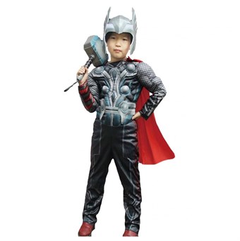 Thor Costume - Children - Incl. Mask + Kostym + Huva - Large - 130-140 cm