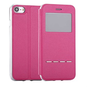 Clear View Flip Cover med Call-funktion för iPhone 7 / iPhone 8 / iPhone SE 2020/2022 - Magenta