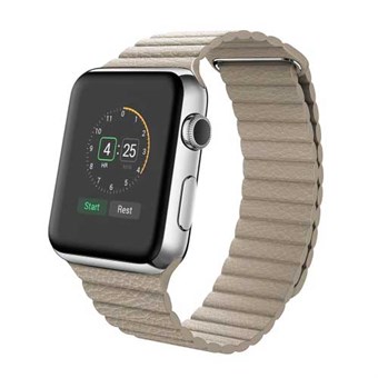 Magnetisk 42mm PU-läderrem - Khaki