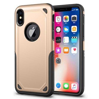 Stötsäker pansarskydd i TPU och PC för iPhone XS Max - guld