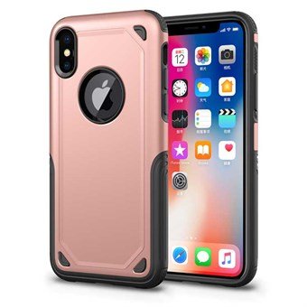 Stötsäker pansarskydd i TPU och PC för iPhone XS Max - Rose Gold