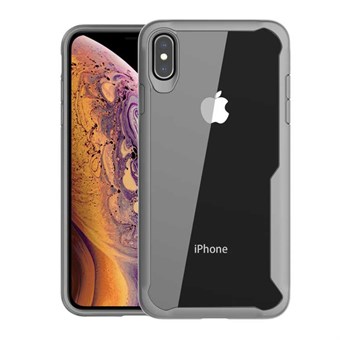 Transparent hölje i PC med stötsäkra kanter i TPU för iPhone XS Max - Grå