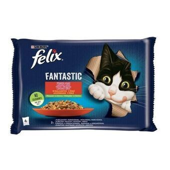 Kattmat Purina Felix Fantastic Kyckling Kalvkött Morot Tomat 340 g