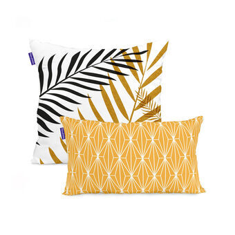 Set med kuddfodral HappyFriday Blanc Foliage  Multicolour 2 Delar