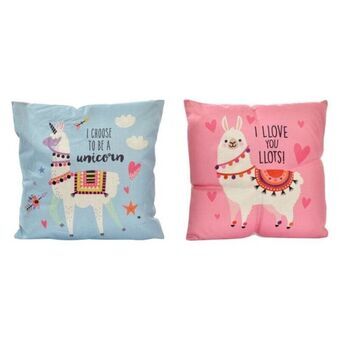 Kudde DKD Home Decor Blå Rosa Polyester (45 x 45 cm) (2 pcs)