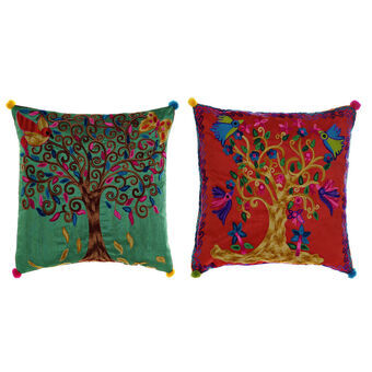 Kudde DKD Home Decor Röd Polyester Grön Multicolour (40 x 7 x 40 cm) (2 pcs)