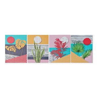 Tavla DKD Home Decor Tropical Kanvas Tropiskt (30 x 1,8 x 40 cm) (4 antal)