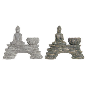 Prydnadsfigur DKD Home Decor Harts Orientalisk Buddha (2 pcs)