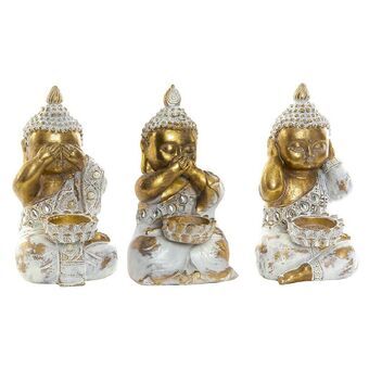 Prydnadsfigur DKD Home Decor Harts Buddha (3 pcs) (16 x 9 x 10 cm)