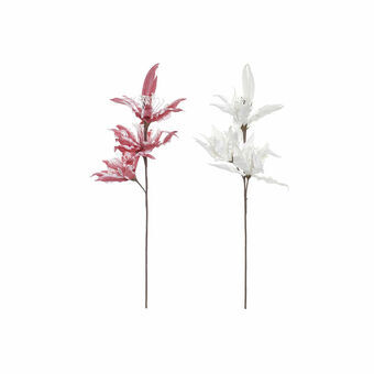 Dekorativ blomma DKD Home Decor Vit Rosa EVA (etylvinylacetat ) (2 pcs) (30 x 8 x 112 cm)