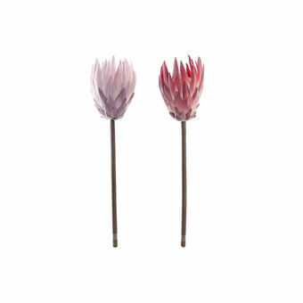 Dekorativ blomma DKD Home Decor Rosa Polyetylen Fuchsia Järn (2 pcs) (15 x 15 x 60 cm)