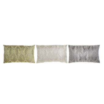 Kudde DKD Home Decor Gul Beige Grå Jacquard Polyester Blad (3 pcs) (50 x 10 x 30 cm)