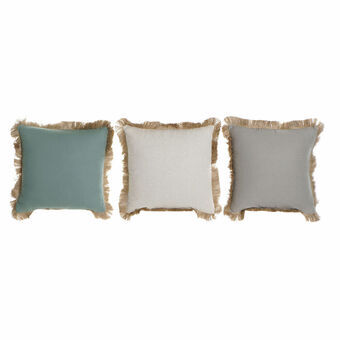 Kudde DKD Home Decor Grön Beige Grå Bomull (45 x 10 x 45 cm) (3 pcs)