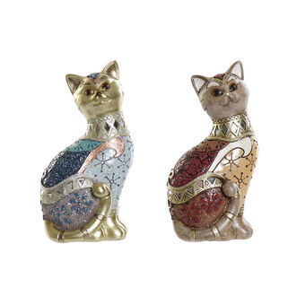 Dekorativ figur DKD Home Decor Resin Cat (9 x 7 x 18,5 cm) (2 st)