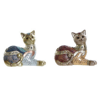 Dekorativ figur DKD Home Decor Resin Cat (17 x 8 x 14 cm) (2 st)