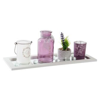 Bricka DKD Home Decor Speglar Glas Rosa Cement Aluminium Vit Fjäril Shabby Chic (37,5 x 14 x 1 cm)