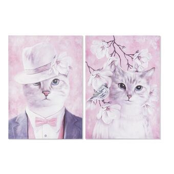 Tavla DKD Home Decor Katt (50 x 1,8 x 70 cm) (2 antal) (12 antal)