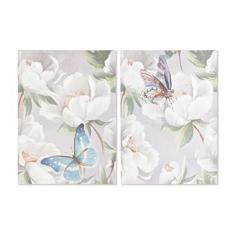 Tavla DKD Home Decor Virágok Shabby Chic (2 antal) (50 x 3 x 70 cm)