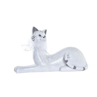 Prydnadsfigur DKD Home Decor Vit Harts Katt (23 x 8 x 14 cm)