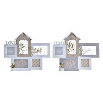 Fotoram DKD Home Decor Love Home Trä Blomster Naturell (46 x 3 x 39 cm) (2 antal)