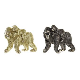 Prydnadsfigur DKD Home Decor Silvrig Gyllene Harts Gorilla (20 x 11,5 x 16,5 cm) (2 antal)