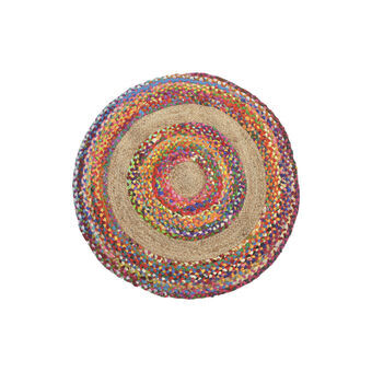 Matta DKD Home Decor Polyester Bomull Multicolour Jute (120 x 120 x 0,7 cm)