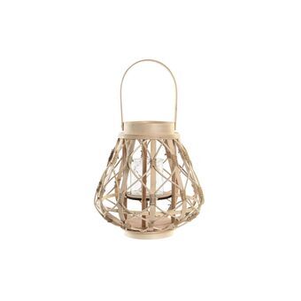 Ljusstakar DKD Home Decor Glas Naturell Jute (28 X 28 X 31,5 CM) (14 x 14 x 31,5 cm)