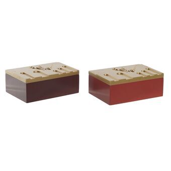 Dekorationslåda DKD Home Decor Terrakota n Mörkbrun Trä MDF (17 x 12 x 6,5 cm) (2 antal)