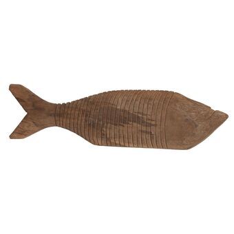 Prydnadsfigur DKD Home Decor Naturell Brun Mangoträ Fisk (49 x 6 x 13 cm)