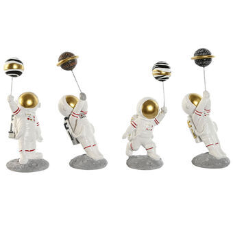 Prydnadsfigur Home ESPRIT Vit Gyllene Astronaut 10,5 x 10,5 x 25 cm (4 antal)