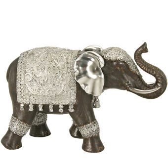 Prydnadsfigur Alexandra House Living Svart Silvrig Plast Elefant 31 x 23 x 16 cm