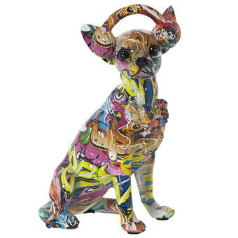 Prydnadsfigur Alexandra House Living Multicolour Plast Hund Hörlurar 14 x 26 x 19 cm