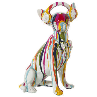 Prydnadsfigur Alexandra House Living Multicolour Plast Hund Hörlurar Måla 14 x 26 x 19 cm