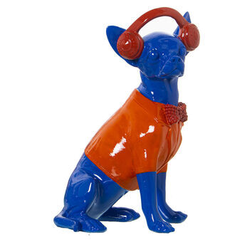 Prydnadsfigur Alexandra House Living Blå Orange Plast Hund Hörlurar 14 x 26 x 18 cm