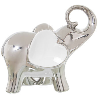 Prydnadsfigur Alexandra House Living Vit Keramik Elefant Silvrig 12 x 25 x 22 cm