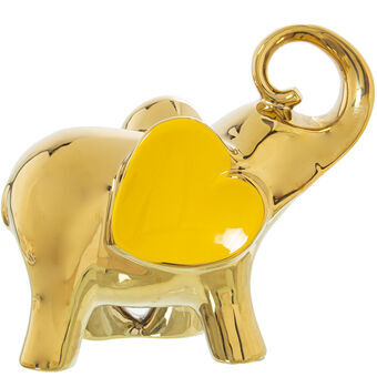 Prydnadsfigur Alexandra House Living Gul Keramik Elefant Gyllene 12 x 25 x 22 cm