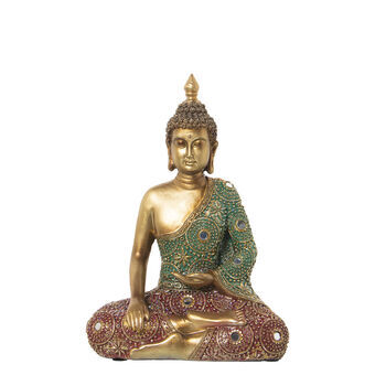 Prydnadsfigur Alexandra House Living Röd Grön Gyllene Plast Buddha 13 x 23 x 30 cm