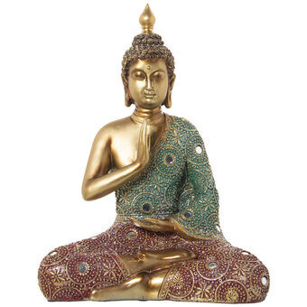 Prydnadsfigur Alexandra House Living Röd Grön Gyllene Plast Buddha 18 x 30 x 38 cm