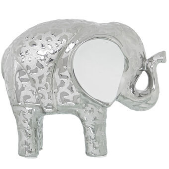 Prydnadsfigur Alexandra House Living Vit Keramik Elefant Silvrig 9 x 19 x 16 cm