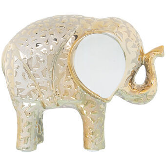 Prydnadsfigur Alexandra House Living Vit Keramik Elefant Gyllene 9 x 19 x 16 cm