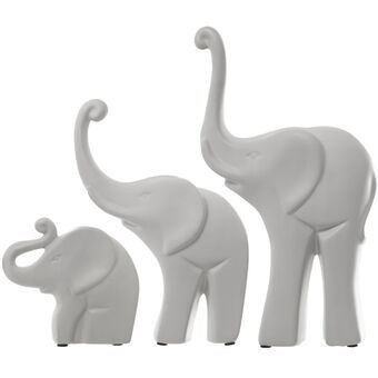 Sats med figurer Alexandra House Living Vit Keramik Elefant (3 Delar)