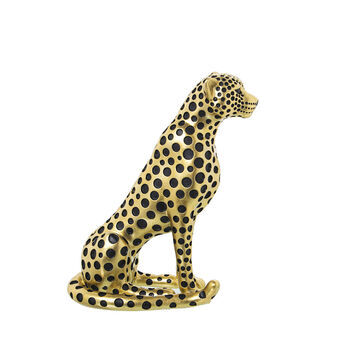 Prydnadsfigur Alexandra House Living Svart Gyllene Plast Leopard 12 x 22 x 27 cm