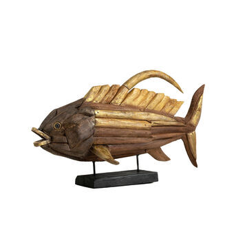 Prydnadsfigur Romimex Gyllene Trä Fisk 80 x 50 x 20 cm