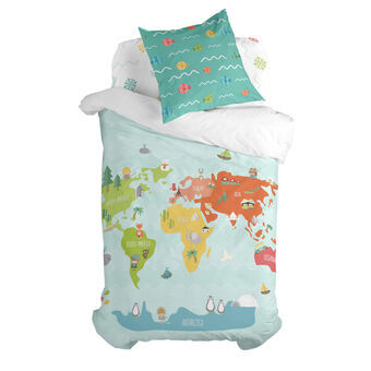 Täckslagsset HappyFriday Happynois World Map Multicolour Säng 80 2 Delar