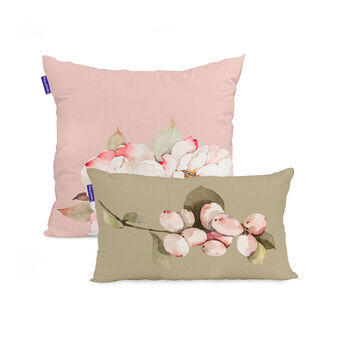 Set med kuddfodral HappyFriday White peonies Multicolour 2 Delar