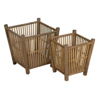 Set med planteringskärl Naturell Bambu 32,5 x 32,5 x 34 cm (2 antal)