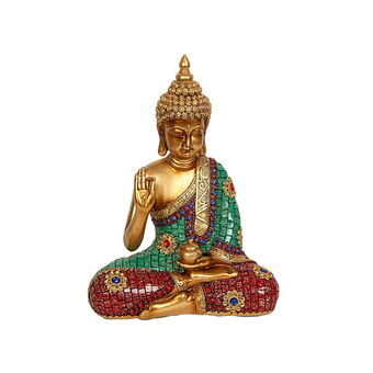 Prydnadsfigur Romimex Gyllene Harts Buddha 22 x 29 x 10 cm