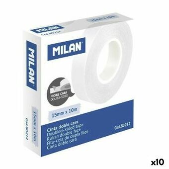 Dubbelsidig Tejp Milan 15 mm 10 m Transparent (10 antal)