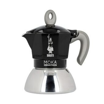 Italiensk Kaffepanna Bialetti Moka Induction Svart Metall Rostfritt stål Aluminium 100 ml 2 Csészék