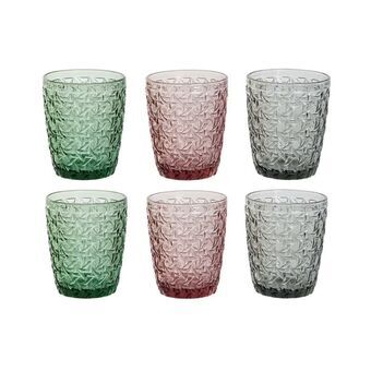 Glasset DKD Home Decor Grön Grå Rosa Glas Med relief 240 ml (6 antal)